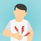 O ardor provocado pela azia tem origem na parte de trás do peito e pode irradiar até ao pescoço e garganta.